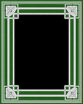 Green White Ornate Geometric Border Design Rug