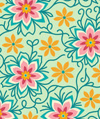 Retro Floral Swirls Pattern Rug