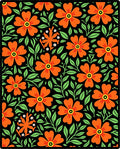 Bold Orange Floral Pattern Rug