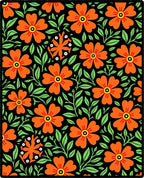 Bold Orange Floral Pattern Rug