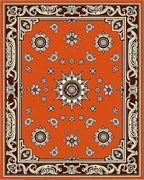 Rich Orange Floral Mandala Pattern Rug