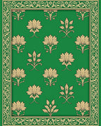 Golden Floral Patterned Emerald Rug