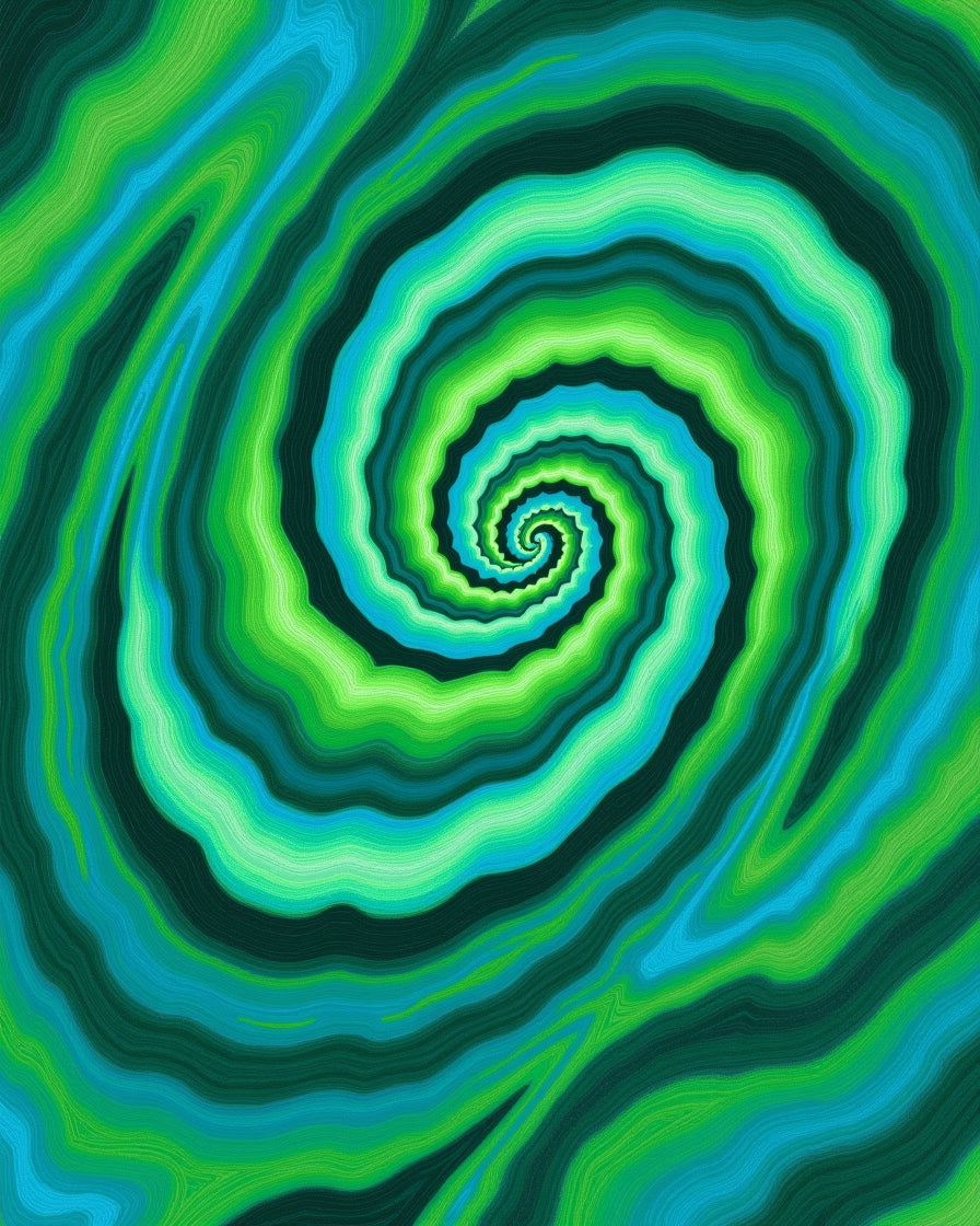 Swirling Green Blue Abstract Pattern Rug