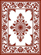 Traditional Red Floral Scroll Pattern Rug