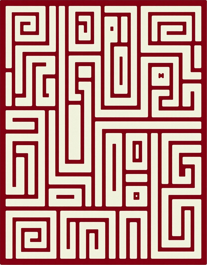 Classic Geometric Maze Pattern Rug