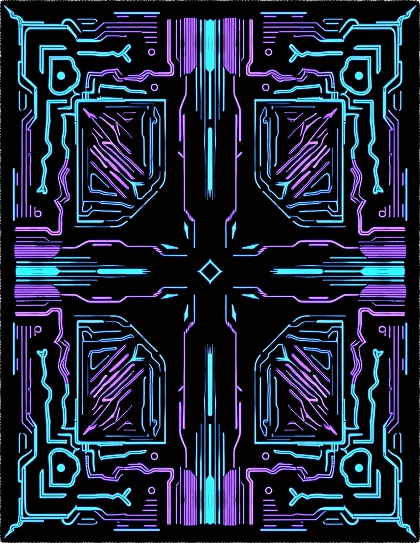 Circuitry Pattern Neon Glow Rug