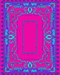 Vibrant Pink Teal Floral Frame Rug