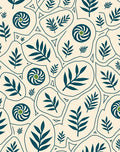 Navy Blue Botanical Organic Collage Rug