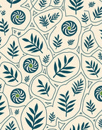 Navy Blue Botanical Organic Collage Rug