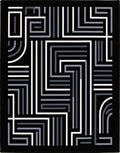 Monochrome Geometric Maze Design Rug