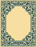 Ornate Leafy Scroll Border Design Rug