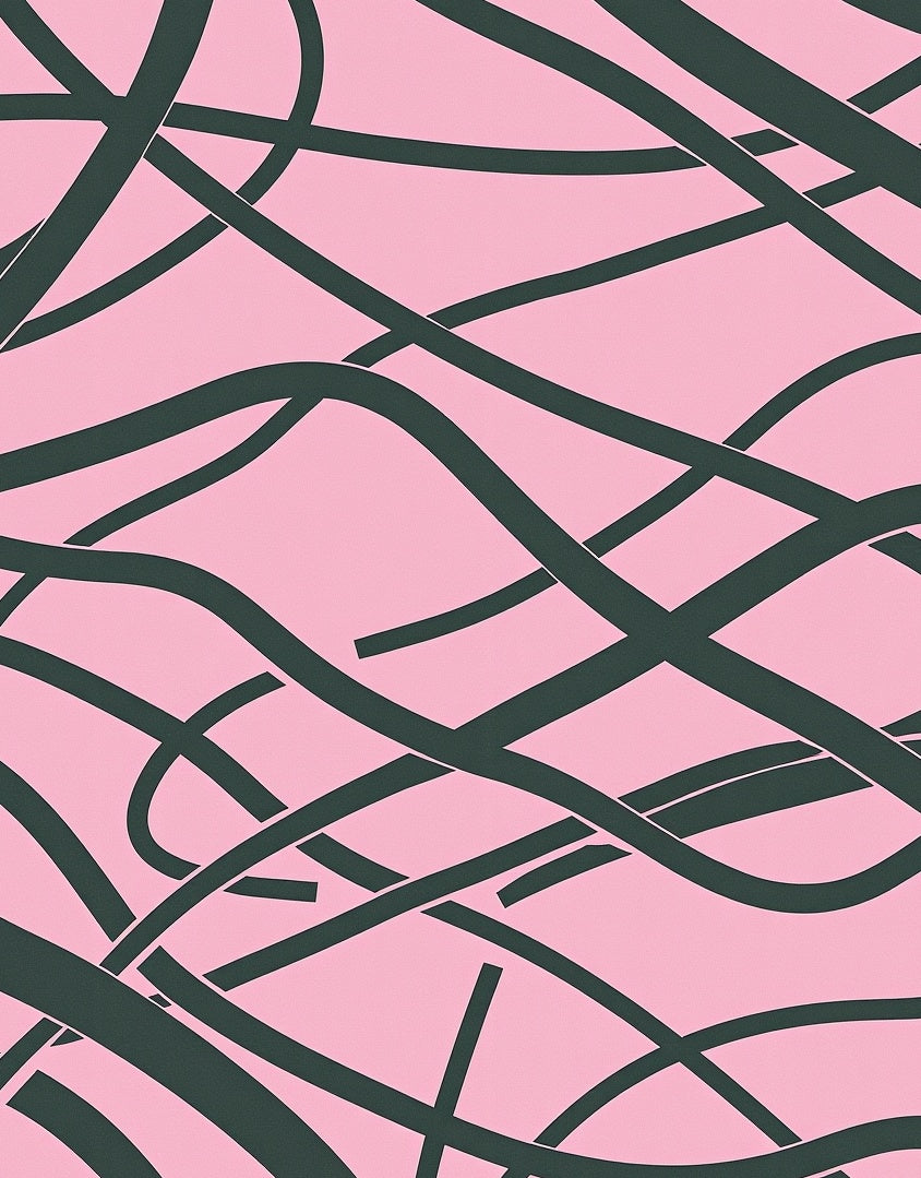 Pink Wavy Line Contemporary Pattern Rug
