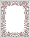 Floral Vine Pink Rose Pattern Rug