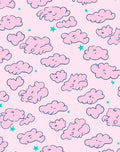Playful Pink Clouds Stars Pattern Rug