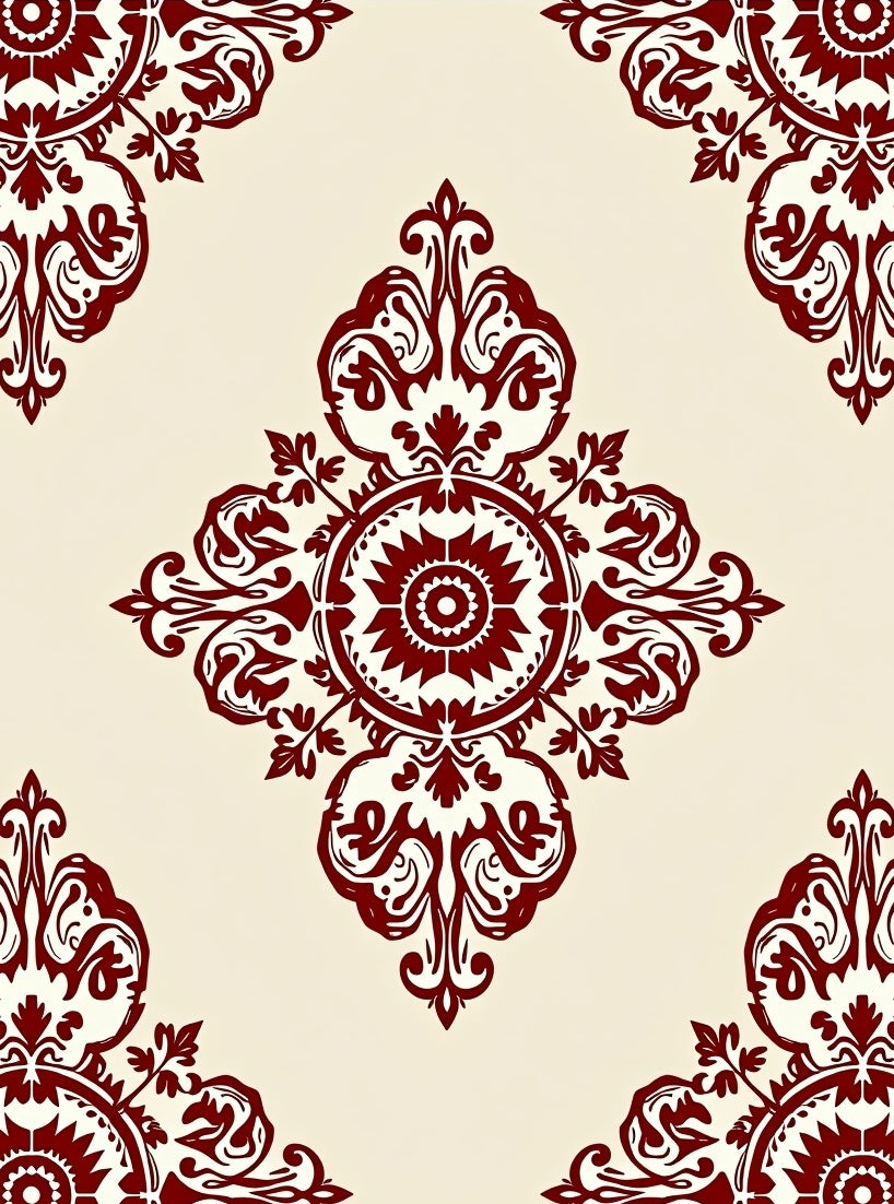 Ornate Paisley Red and Cream Rug