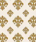 Ornate Gold Leaf Damask Pattern Rug