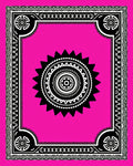 Black Floral Sunburst Tribal Border Rug