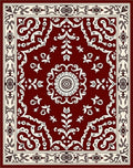 Classic Red Floral Intricate Border Rug