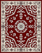 Classic Red Floral Intricate Border Rug