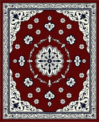 Elegant Floral Medallion Lattice Border Rug