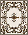Elegant Brown Scrollwork Floral Pattern Rug
