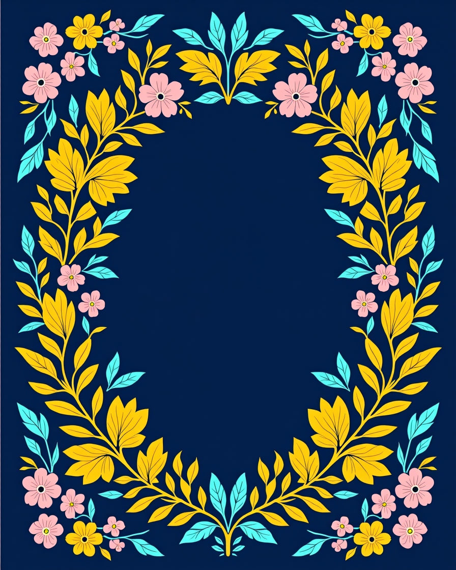 Vibrant Floral Wreath Patterned Rug
