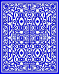 Intricate Blue White Symmetric Pattern Rug