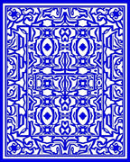 Intricate Blue White Symmetric Pattern Rug