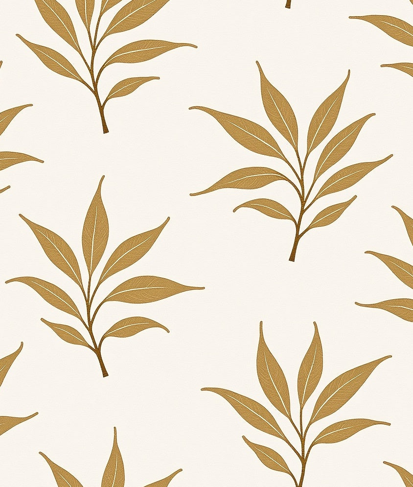 Golden Leaf Branches Pattern Rug