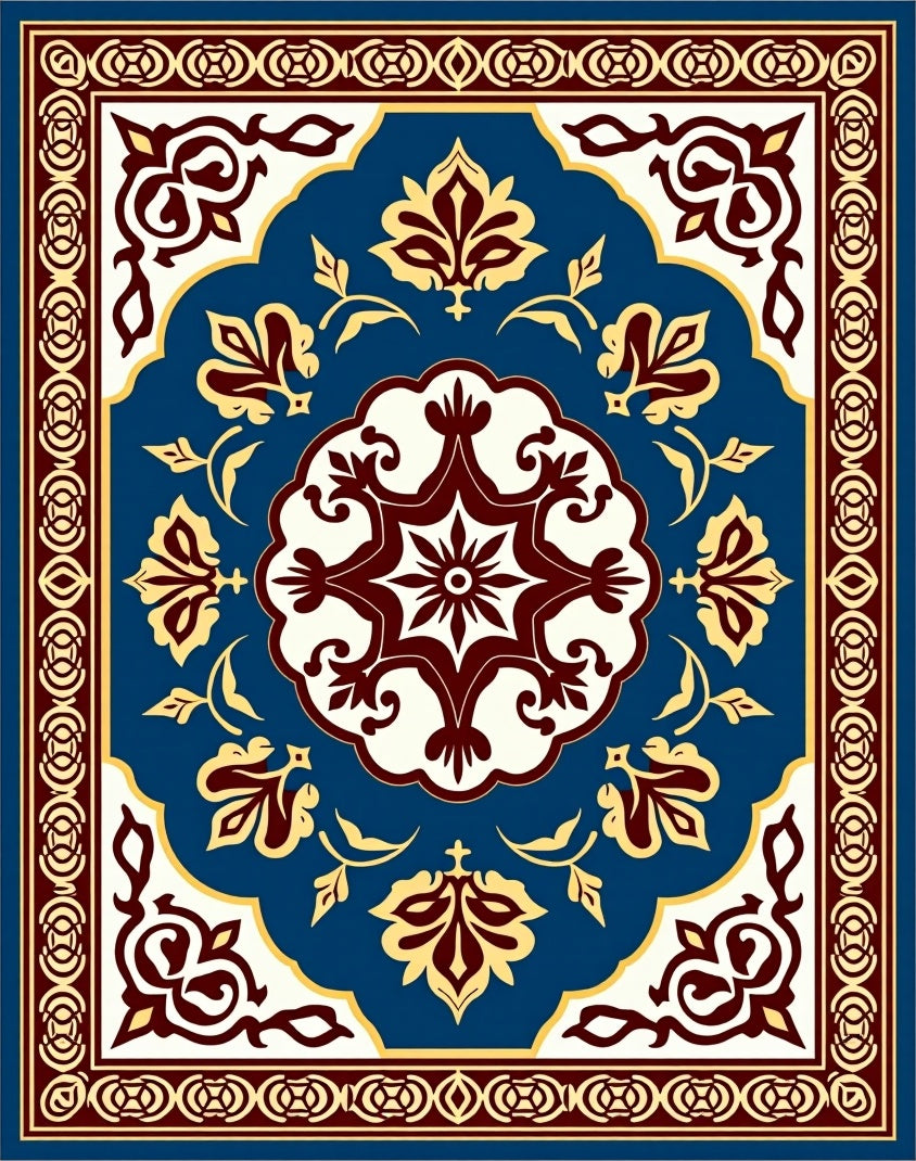 Intricate Floral Medallion Pattern Rug