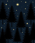 Dark Pine Trees Under Starry Sky Rug