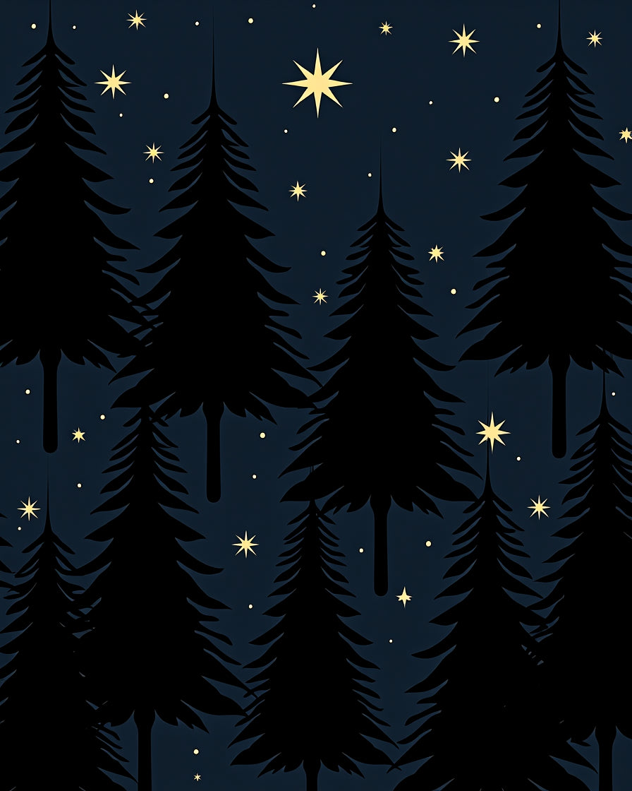 Dark Pine Trees Under Starry Sky Rug