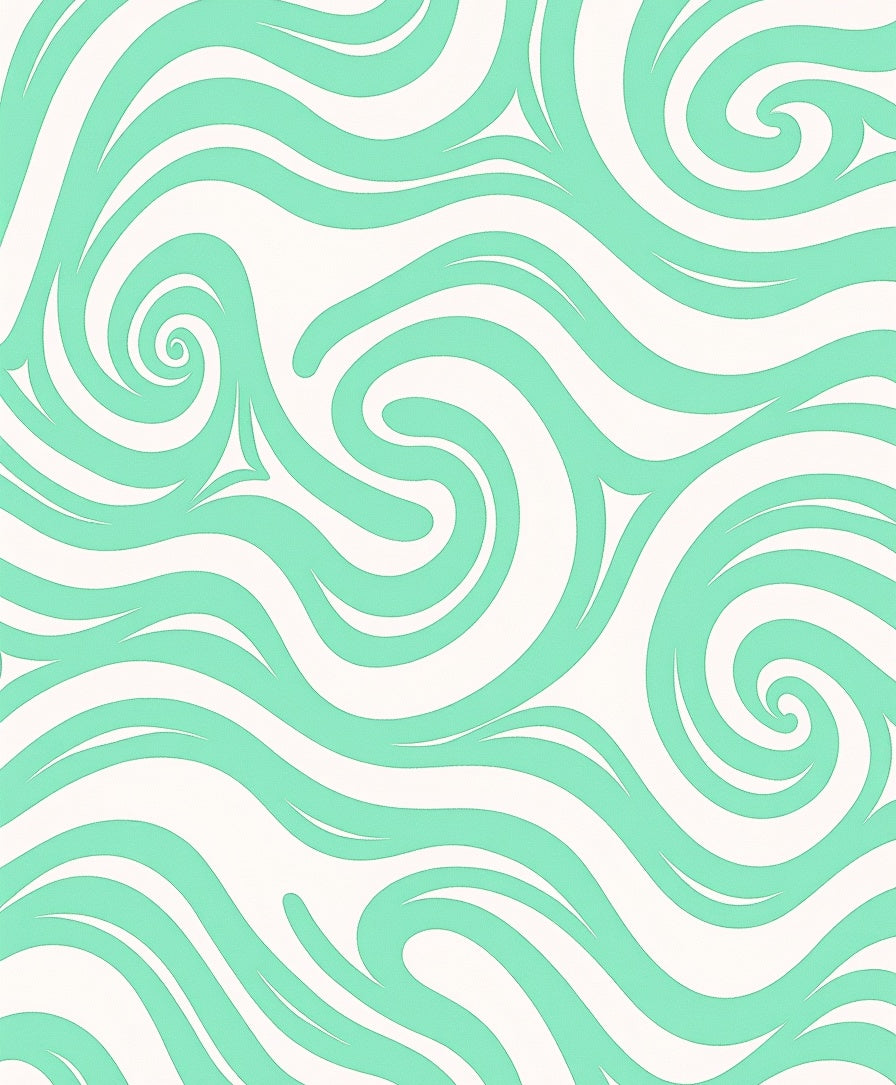 Swirling Aqua Line Art Pattern Rug