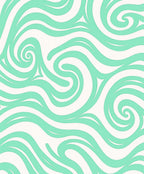 Swirling Aqua Line Art Pattern Rug