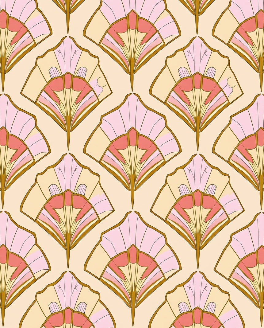 Art Deco Fan Pattern Pastel Rug