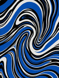 Bold Blue Black White Waves Rug