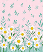 Daisies with Green Leaves Pattern Rug