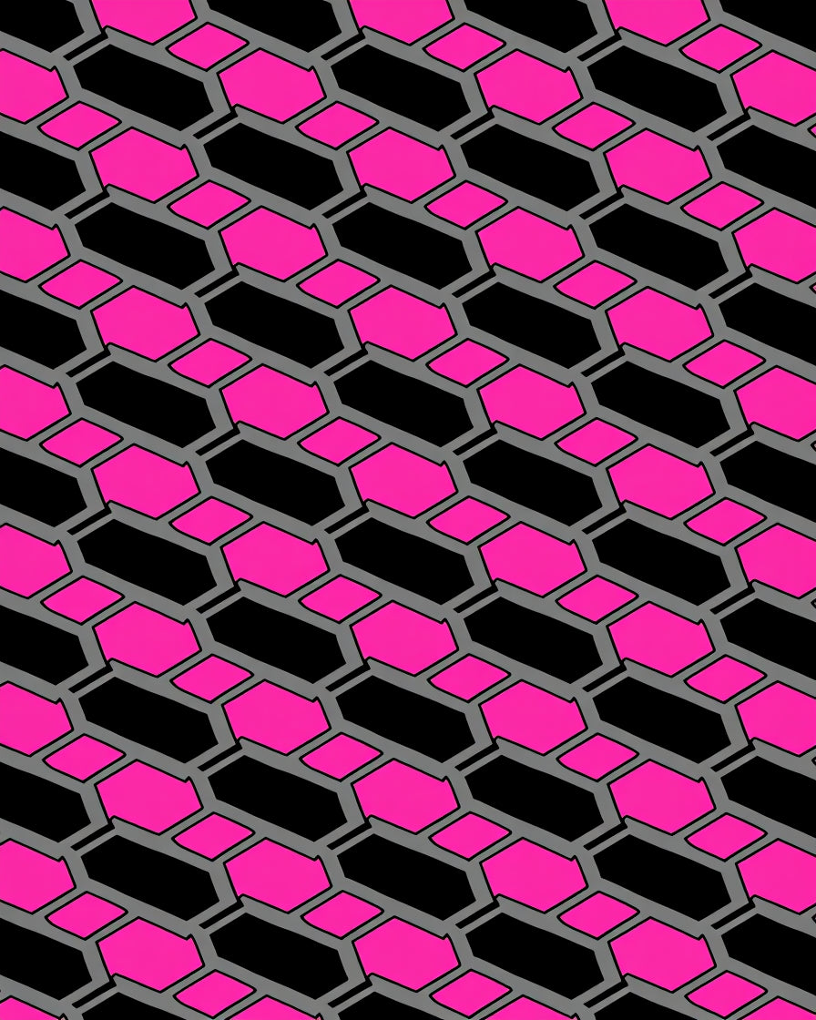 Dynamic Pink Hexagonal Pattern Rug