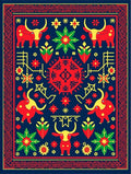 Crimson Bull Floral Geometric Medley Rug