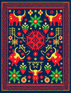 Crimson Bull Floral Geometric Medley Rug