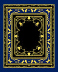 Ornate Navy Blue Golden Bell Artwork Rug