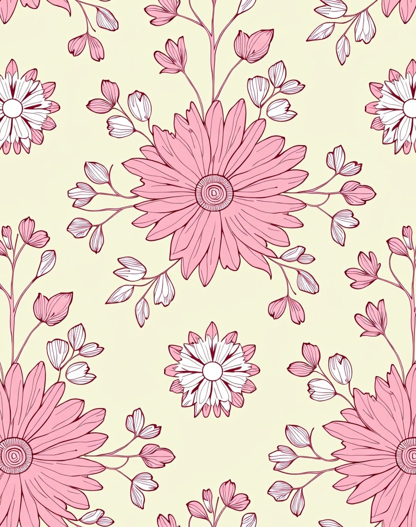 Delicate Pink Floral Pattern Design Rug