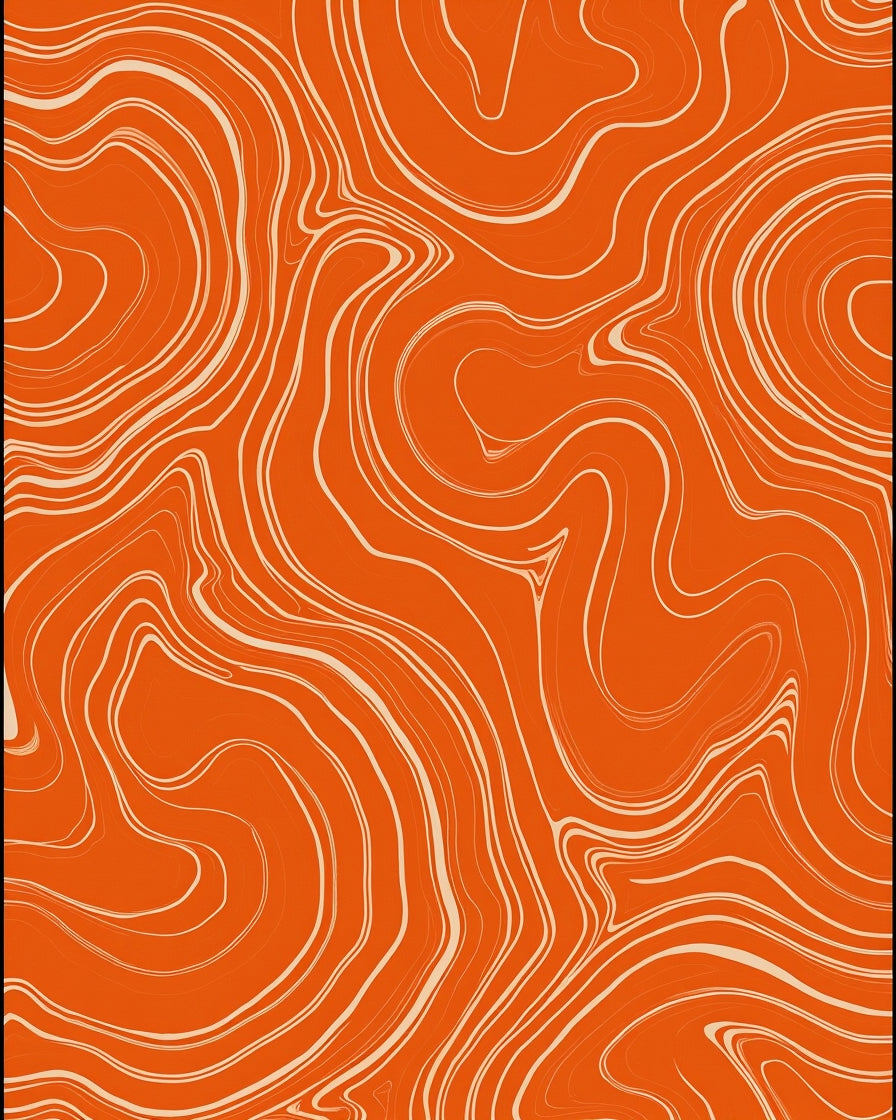 Orange Cream Swirl Pattern Rug