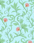 Pastel Floral Vine Pattern Rug