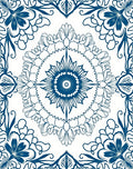 Intricate Blue Floral Mandala Design Rug