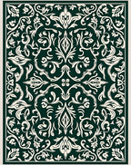 Dark Cream Floral Vine Pattern Rug