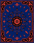 Bold Sunburst Floral Feather Design Rug