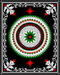 Bold Green Red White Starburst Medallion Rug