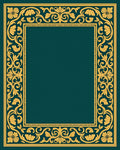 Golden Floral Scrollwork Classic Border Design Rug
