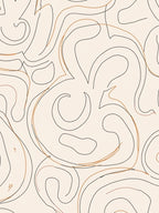 Abstract Swirl Black Brown Line Rug